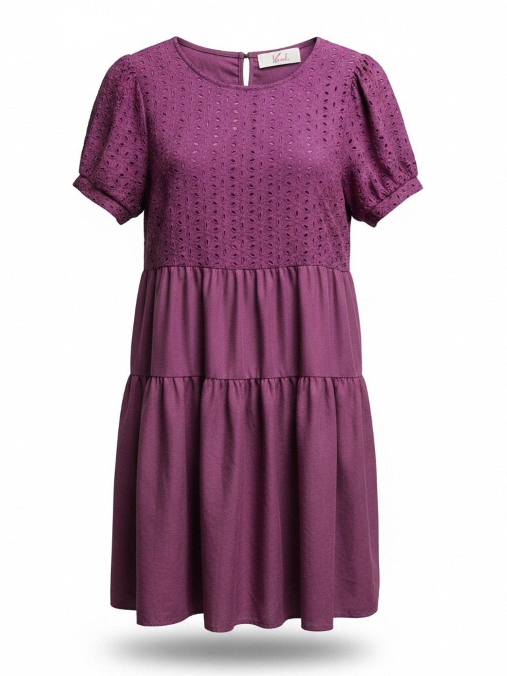 Krush Purple Eyelet Tiered Mini Dress
